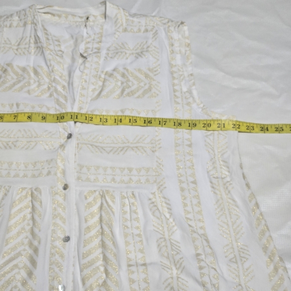 Made In Italy White Sleeveless Tiered Maxi Dress With Gold Embroidery Detail 12 - Picture 5 of 8